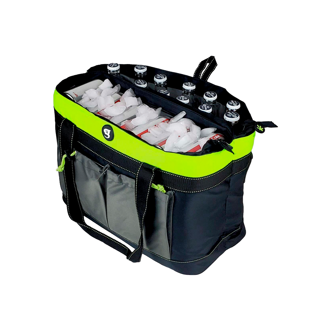 2 Compartment Tote Cooler - Black/Neon Green