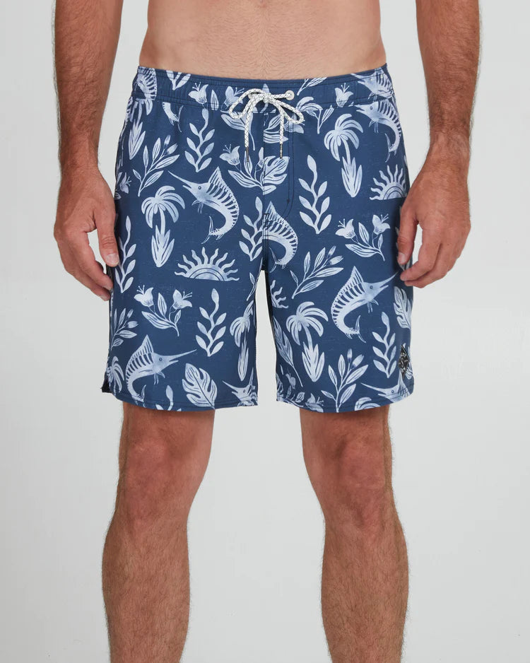 Lowtide Elastic Boardshort Denim/White