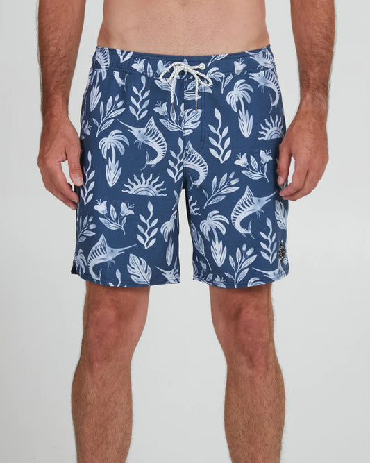 Lowtide Elastic Boardshort Denim/White