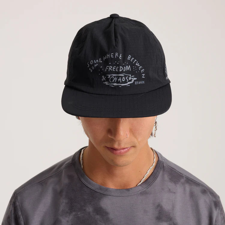 Mathis 5 Panel Strapback Hat Chaos Black