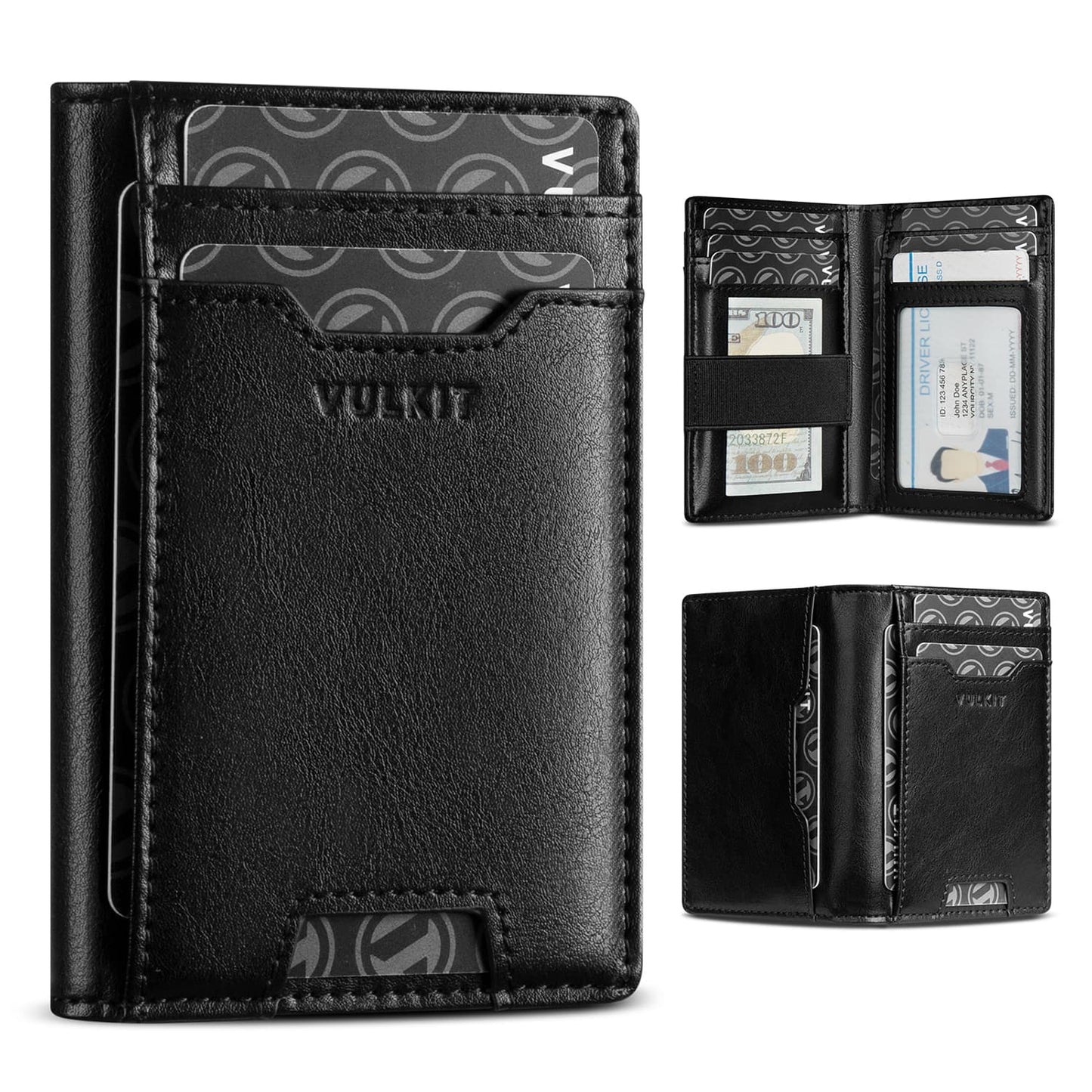 VW123 - Palm-Size RFID Blocking Slim Leather Credit Card Holder