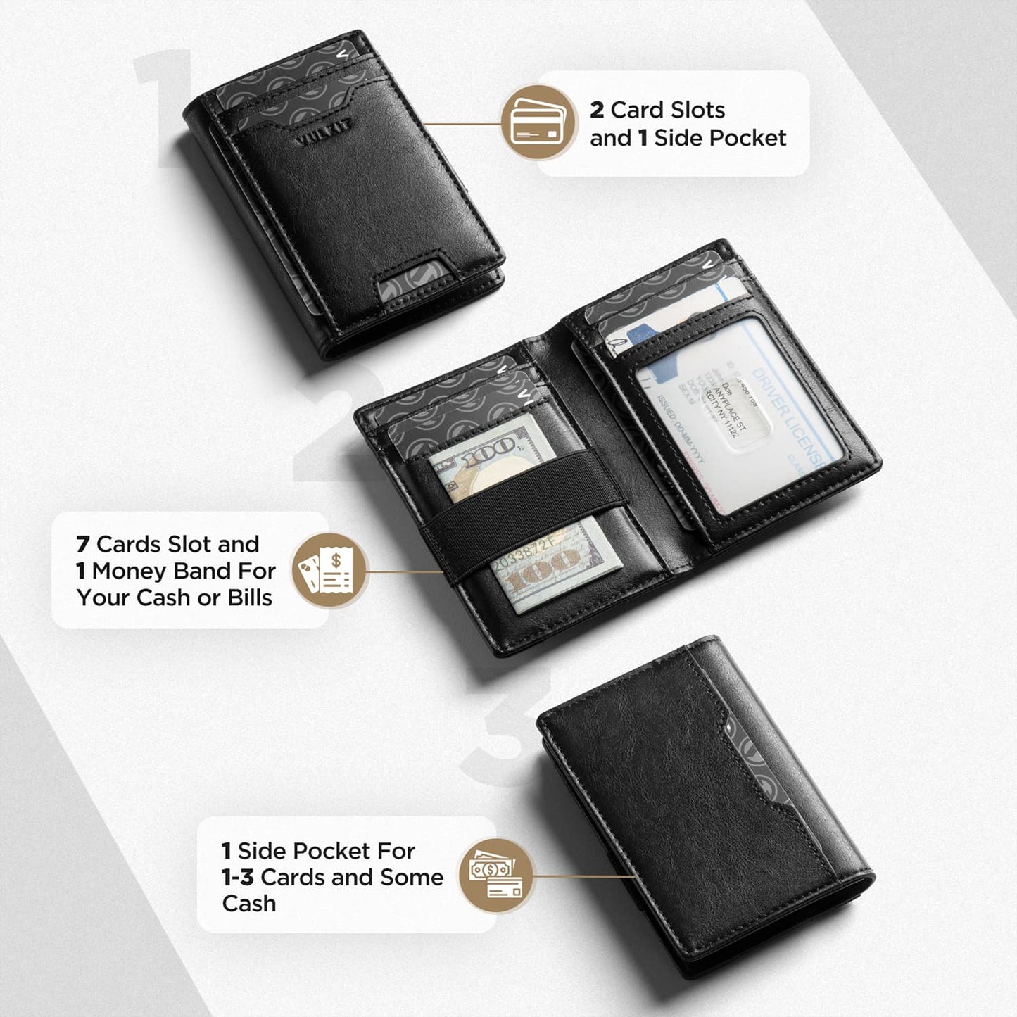 VW123 - Palm-Size RFID Blocking Slim Leather Credit Card Holder