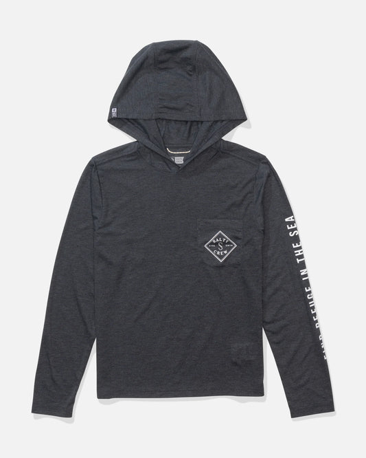 Tippet Boys Hood Tech Tee - Black Heather