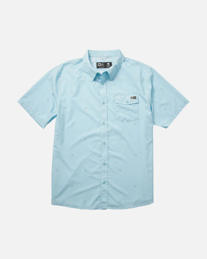 Sailfin S/S Perf Woven Sea Blue