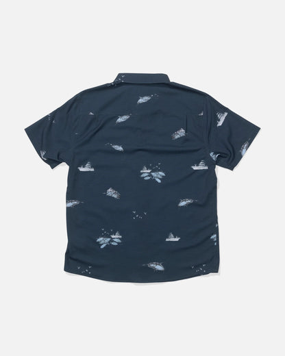 Breezer Perforated Button Up - Midnight Navy
