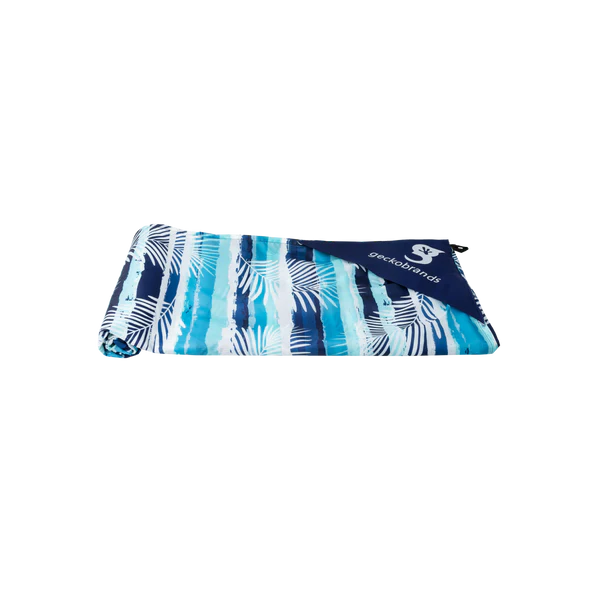 Lightweight Waterproof Beach Blanket Blue Palm Stripe