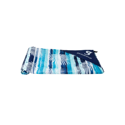 Lightweight Waterproof Beach Blanket Blue Palm Stripe
