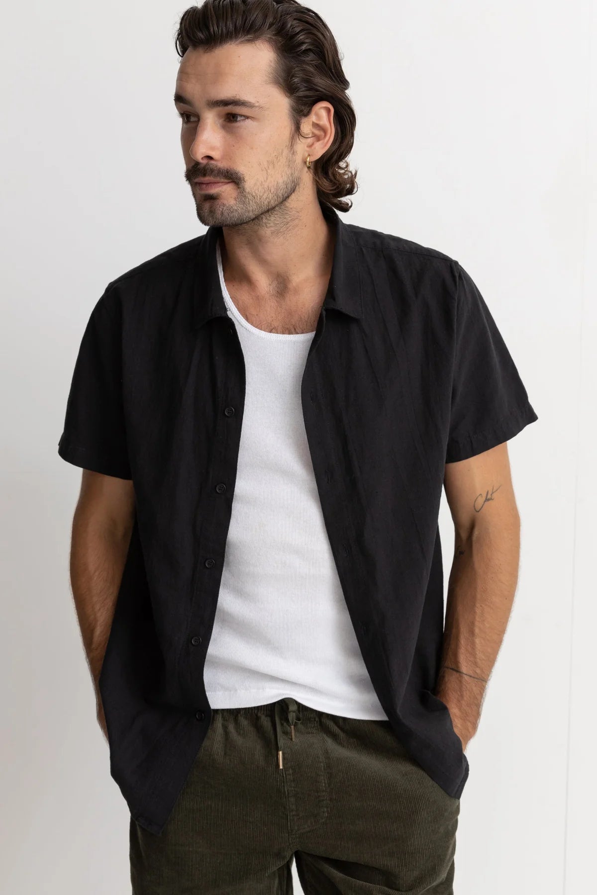 Classic Linen Ss Shirt Black