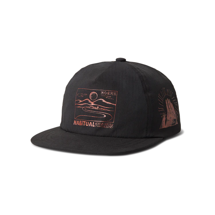 Mathis 5 Panel Strapback Hat Black