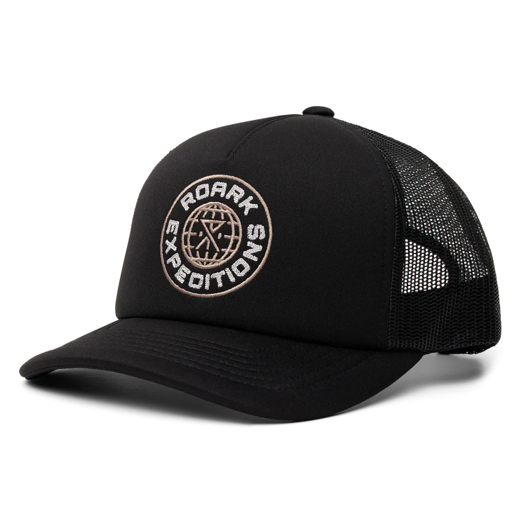 Foam Trucker Global Snapback Hat Black