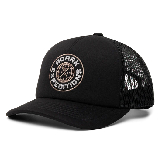 Foam Trucker Global Snapback Hat Black