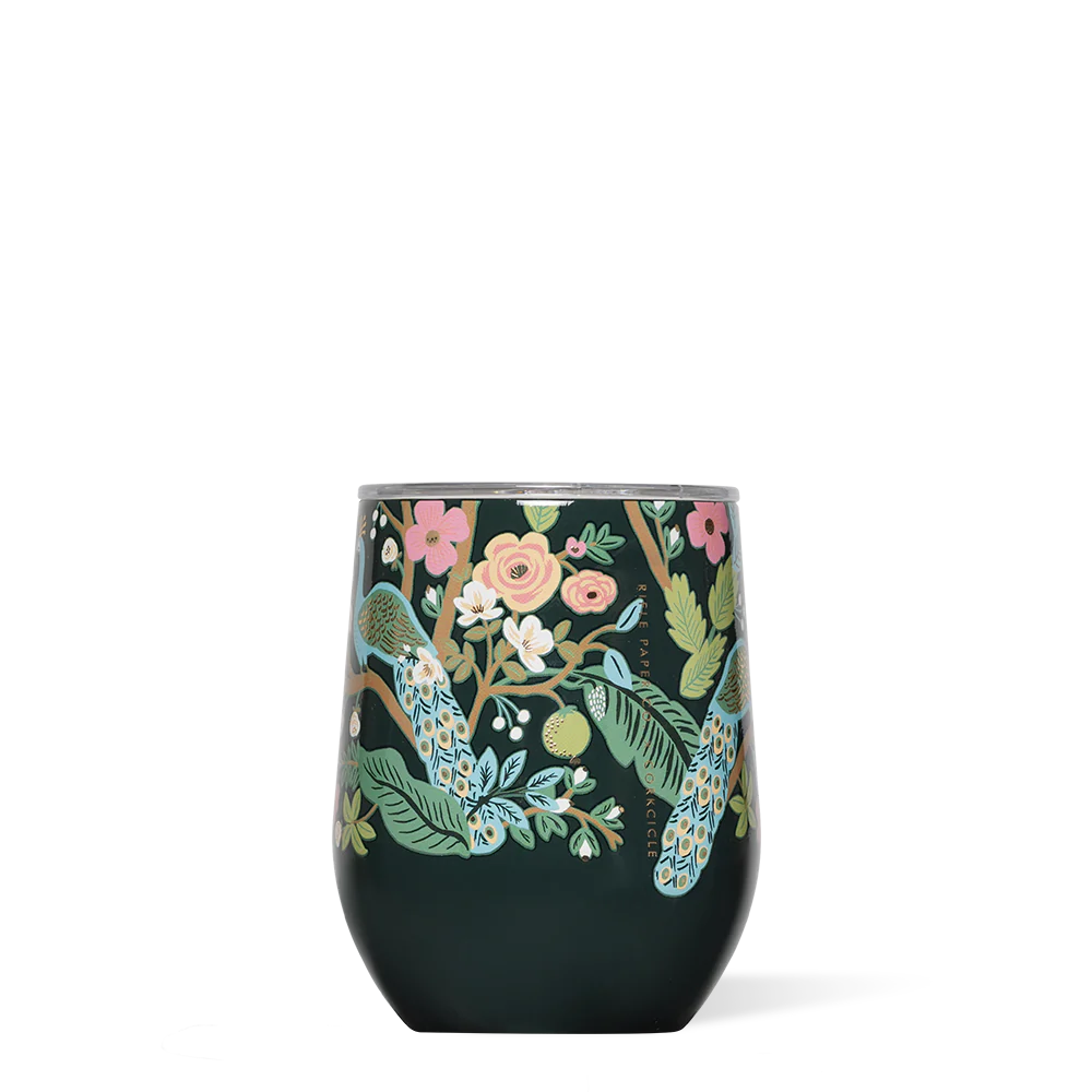Stemless - 12oz Rifle Paper - Peacock Blue