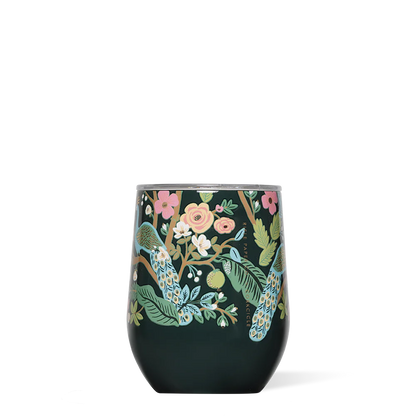 Stemless - 12oz Rifle Paper - Peacock Blue