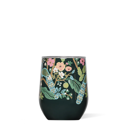 Stemless - 12oz Rifle Paper - Peacock Blue