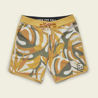 Stretch Bruja Boardshorts: Monstera Mash: Citron