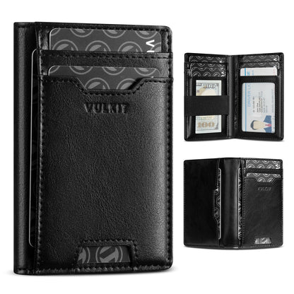 VW123 - Palm-Size RFID Blocking Slim Leather Credit Card Holder
