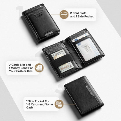 VW123 - Palm-Size RFID Blocking Slim Leather Credit Card Holder