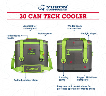 30 Can Tech Cooler- Charcoal/Green