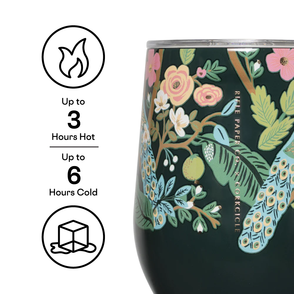 Stemless - 12oz Rifle Paper - Peacock Blue