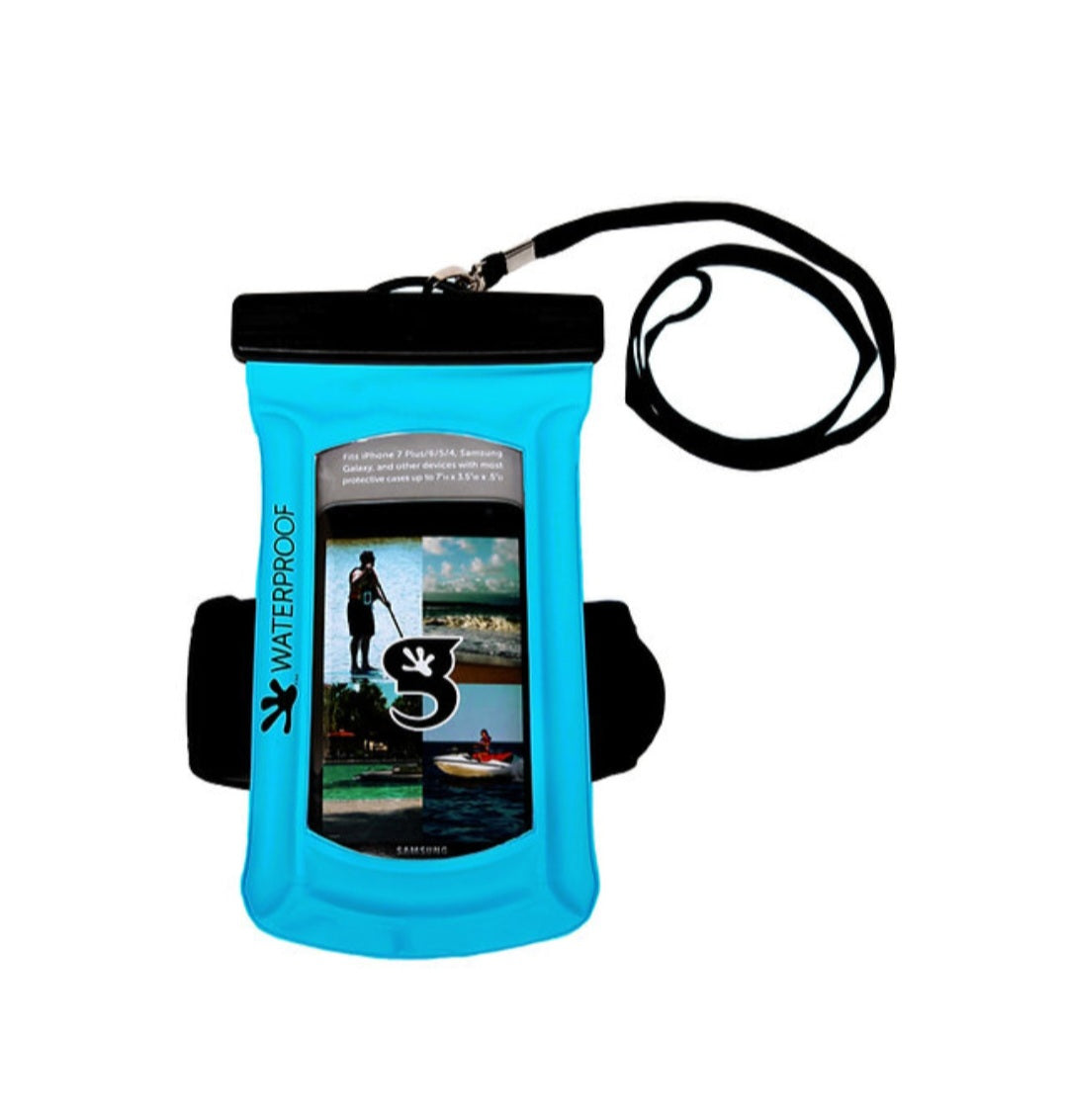 Float Phone Dry Bag with Arm Band - Neon Blue