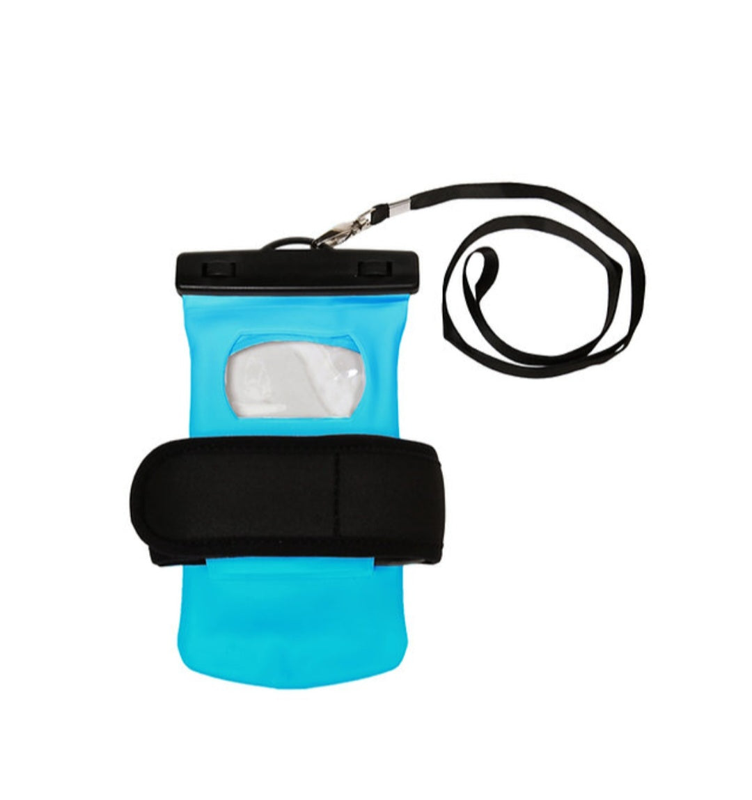 Float Phone Dry Bag with Arm Band - Neon Blue