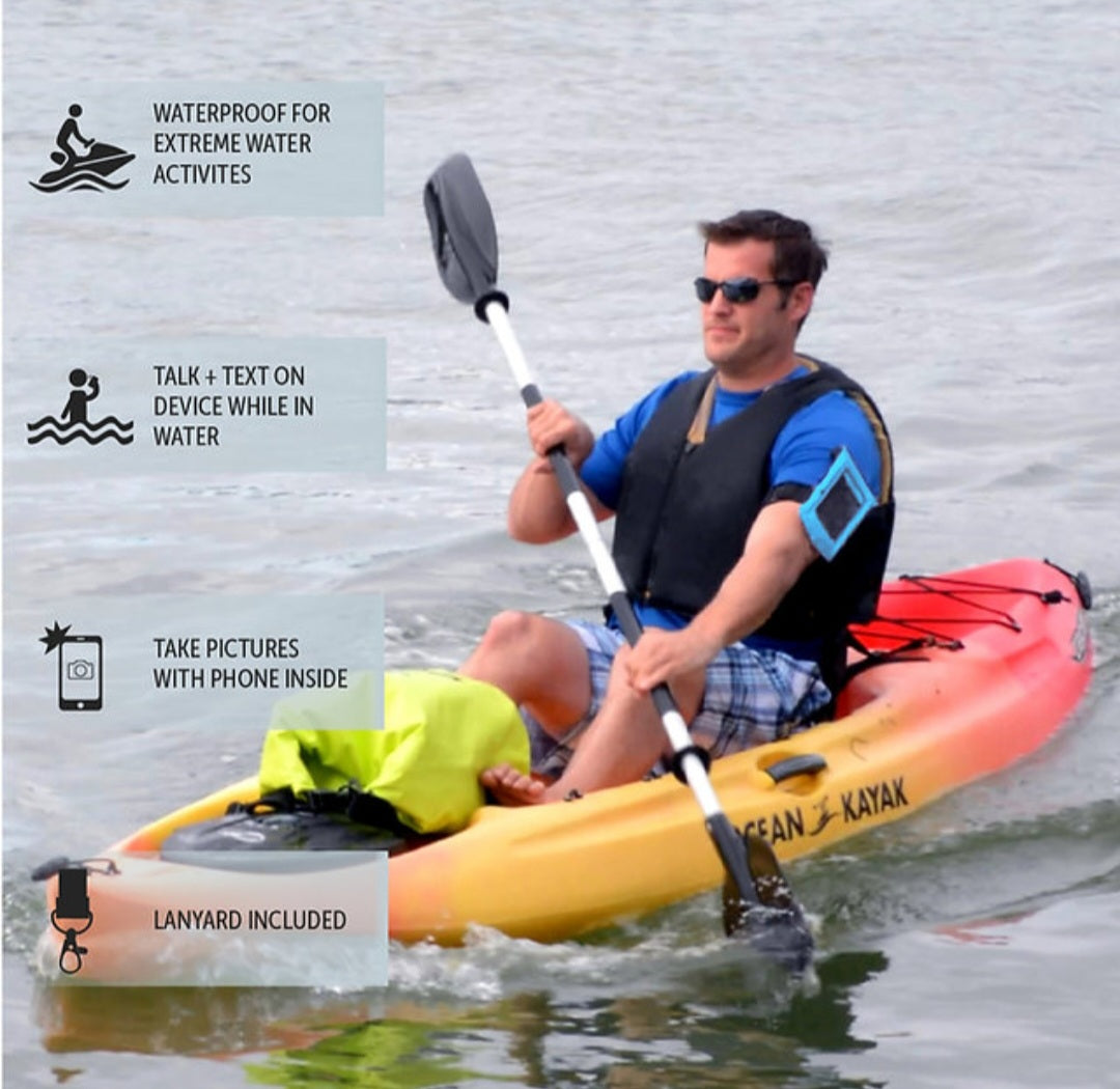 Float Phone Dry Bag with Arm Band - Neon Blue