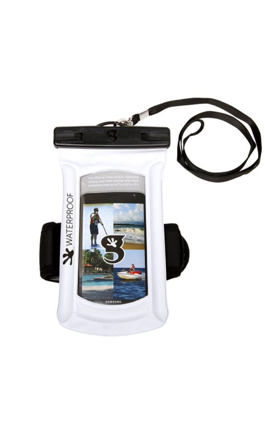 Float Phone Dry Bag with Arm Band - White