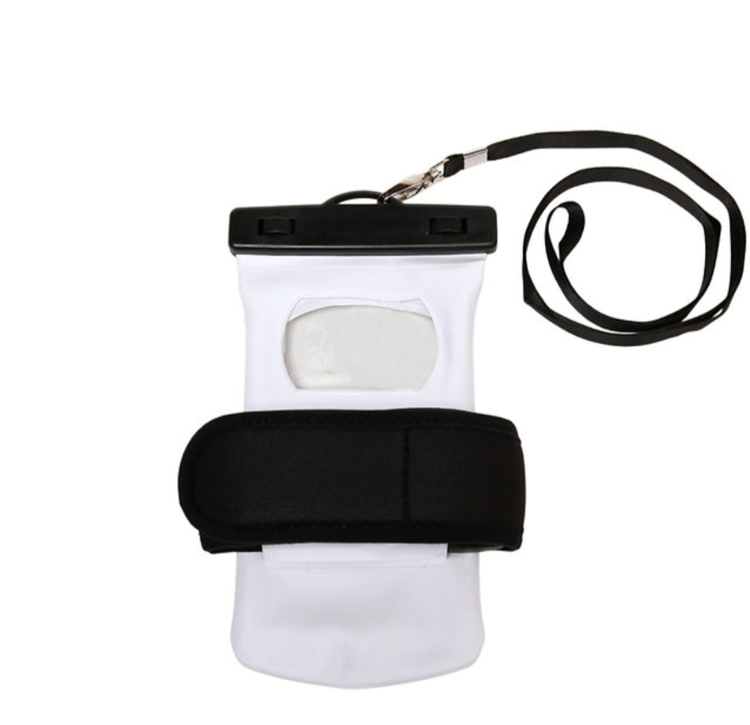 Float Phone Dry Bag with Arm Band - White